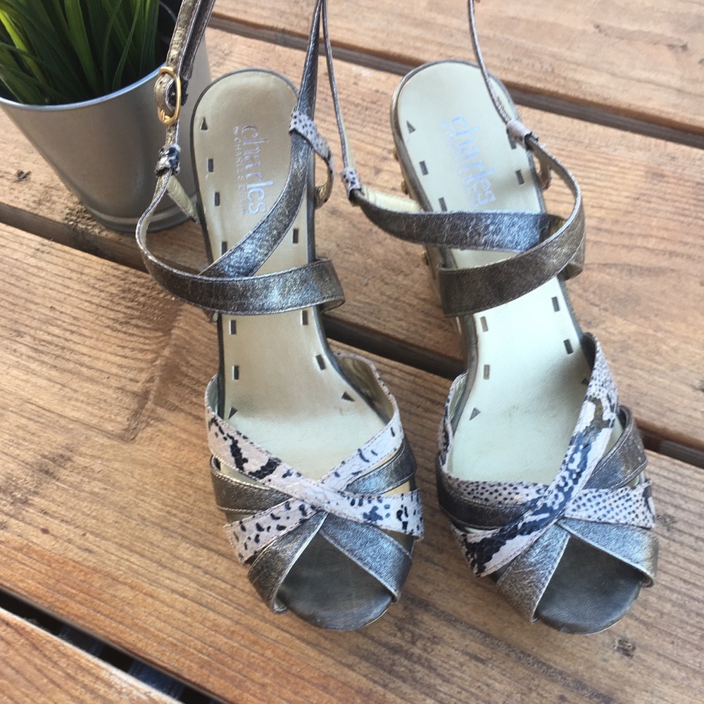 Charles by Charles David wedge snakeskin heels